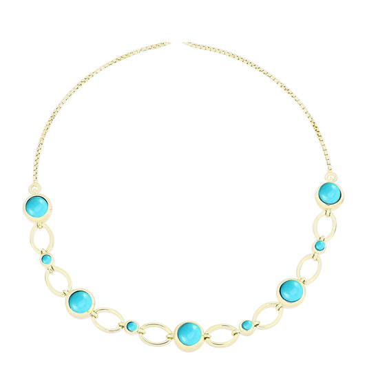 Arannyal Bevont Ezüst Karkötő Csipkerózsika Türkizzel