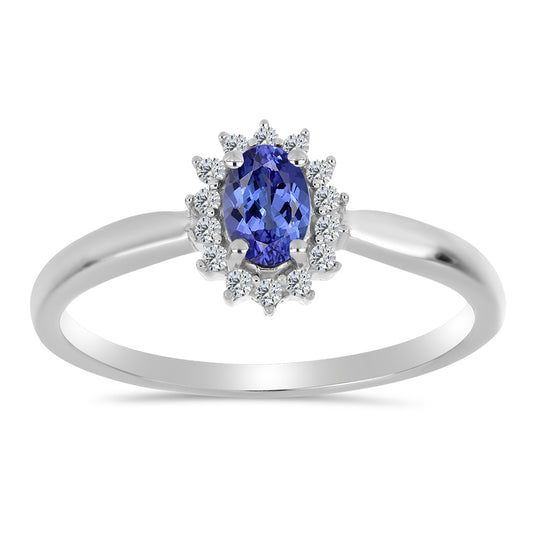 Ezüst Gyűrű "AA" Osztályú Tanzanittal és Fehér Topázzal