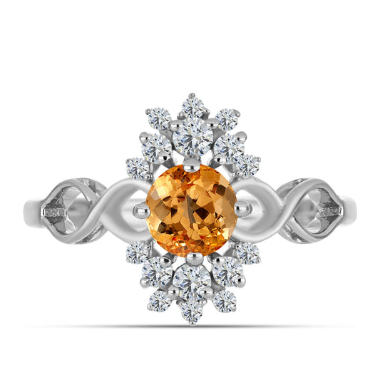 Ezüst Gyűrű "Császársárga" Topázzal és Fehér Topázzal