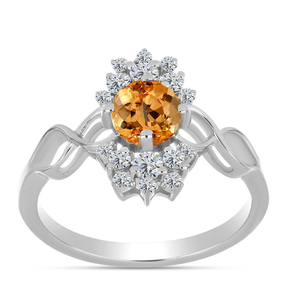 Ezüst Gyűrű "Császársárga" Topázzal és Fehér Topázzal 3 