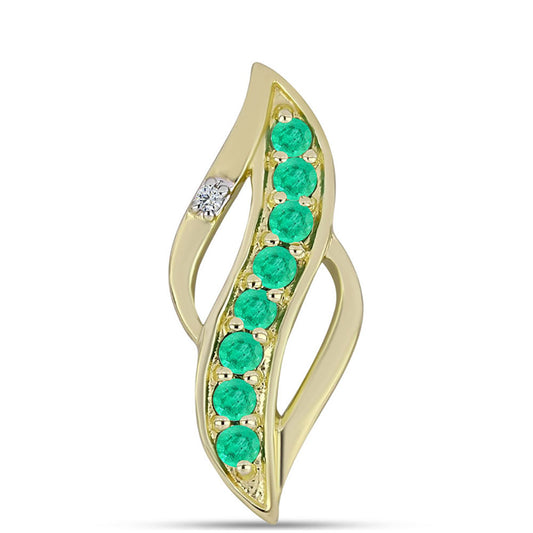 Arannyal Bevont Ezüst Medál Kolumbiai Smaragddal és Fehér Gyémánttal