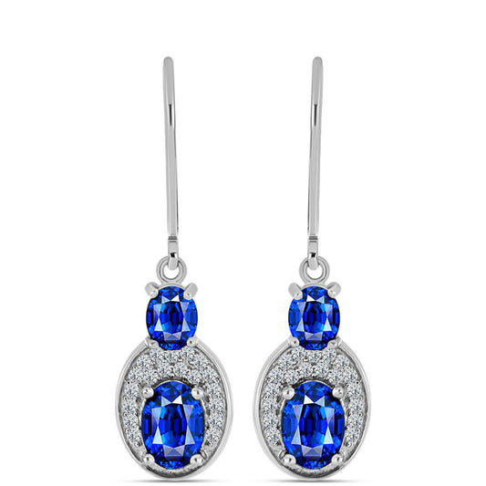 Ezüst Fülbevaló Ausztrál Kék Zafírral és Fehér Topázzal