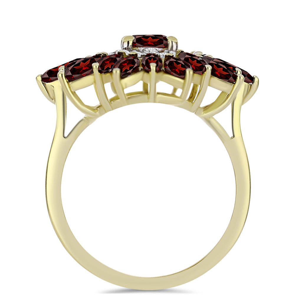Arannyal Bevont Ezüst Gyűrű Barton Gránáttal és Fehér Topázzal 2 