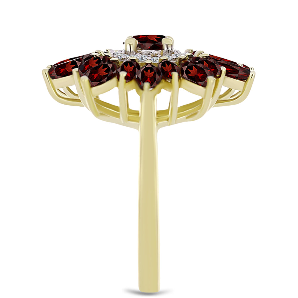 Arannyal Bevont Ezüst Gyűrű Barton Gránáttal és Fehér Topázzal 4 