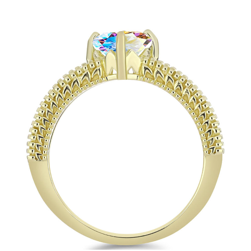 Arannyal Bevont Ezüst Gyűrű Jég Moissanite-tel 2 