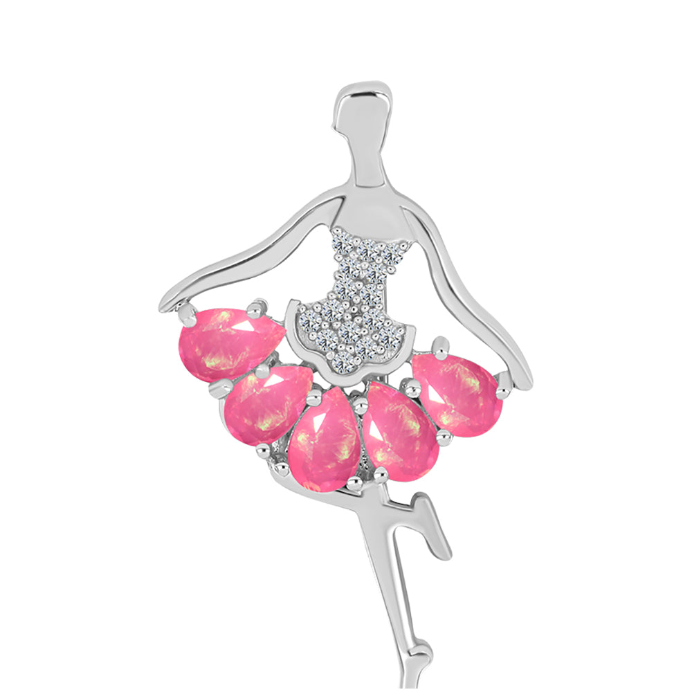 Ezüst Bross Rózsaszínű Opállal és Fehér Topázzal