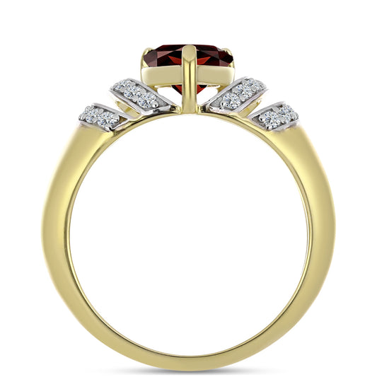 Arannyal Bevont Ezüst Gyűrű Barton Gránáttal és Fehér Topázzal