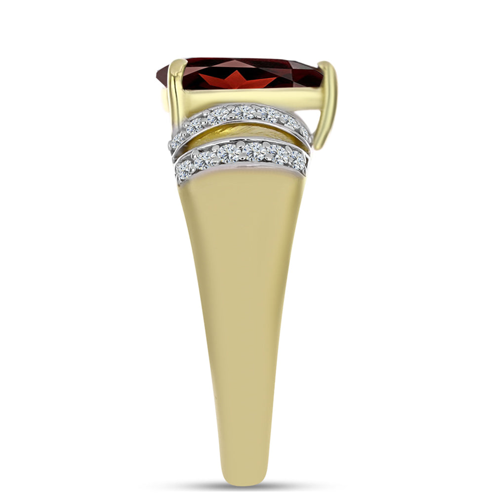 Arannyal Bevont Ezüst Gyűrű Barton Gránáttal és Fehér Topázzal