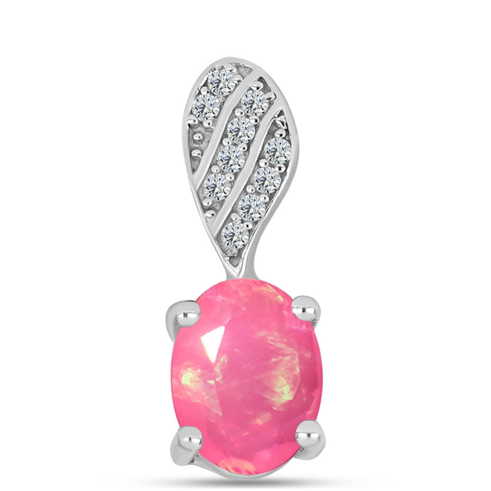 Ezüst Medál Rózsaszínű Opállal és Fehér Topázzal 1 