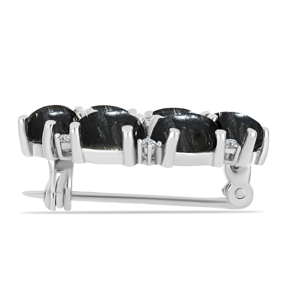 Ezüst Bross Picasso Jáspissal és Fehér Topázzal 2 