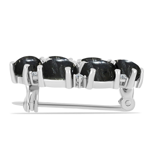 Ezüst Bross Picasso Jáspissal és Fehér Topázzal