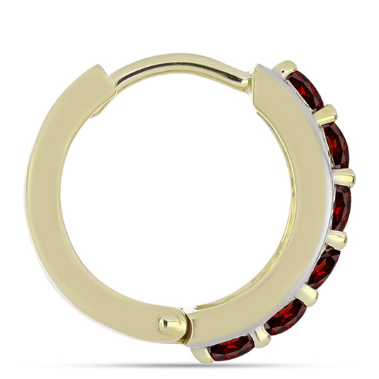 Arannyal Bevont Ezüst Fülbevaló Barton Gránáttal és Fehér Topázzal