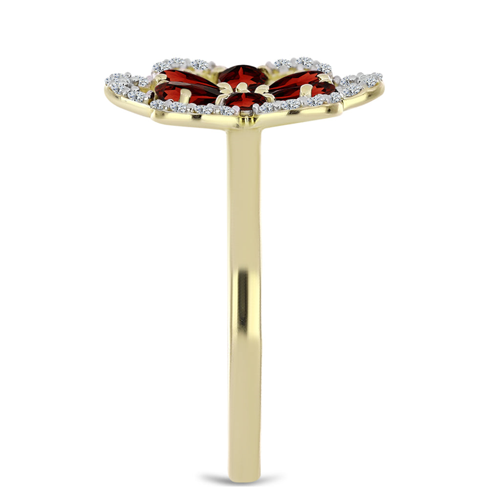 Arannyal Bevont Ezüst Gyűrű Barton Gránáttal és Fehér Topázzal 4 