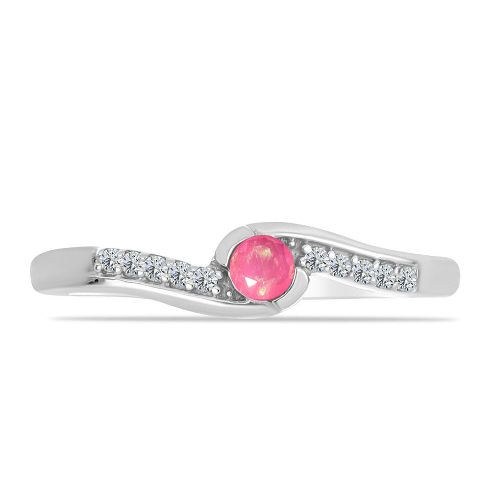 Ezüst Gyűrű Rózsaszínű Opállal és Fehér Topázzal 1 