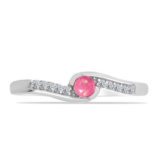 Ezüst Gyűrű Rózsaszínű Opállal és Fehér Topázzal