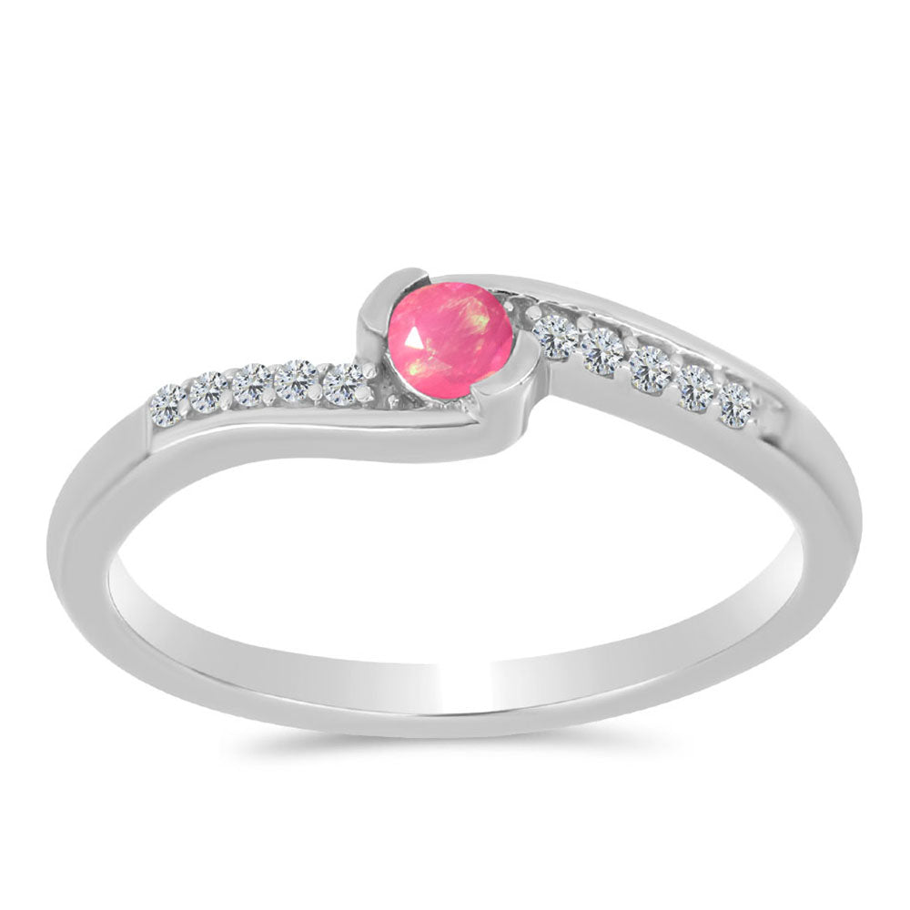 Ezüst Gyűrű Rózsaszínű Opállal és Fehér Topázzal