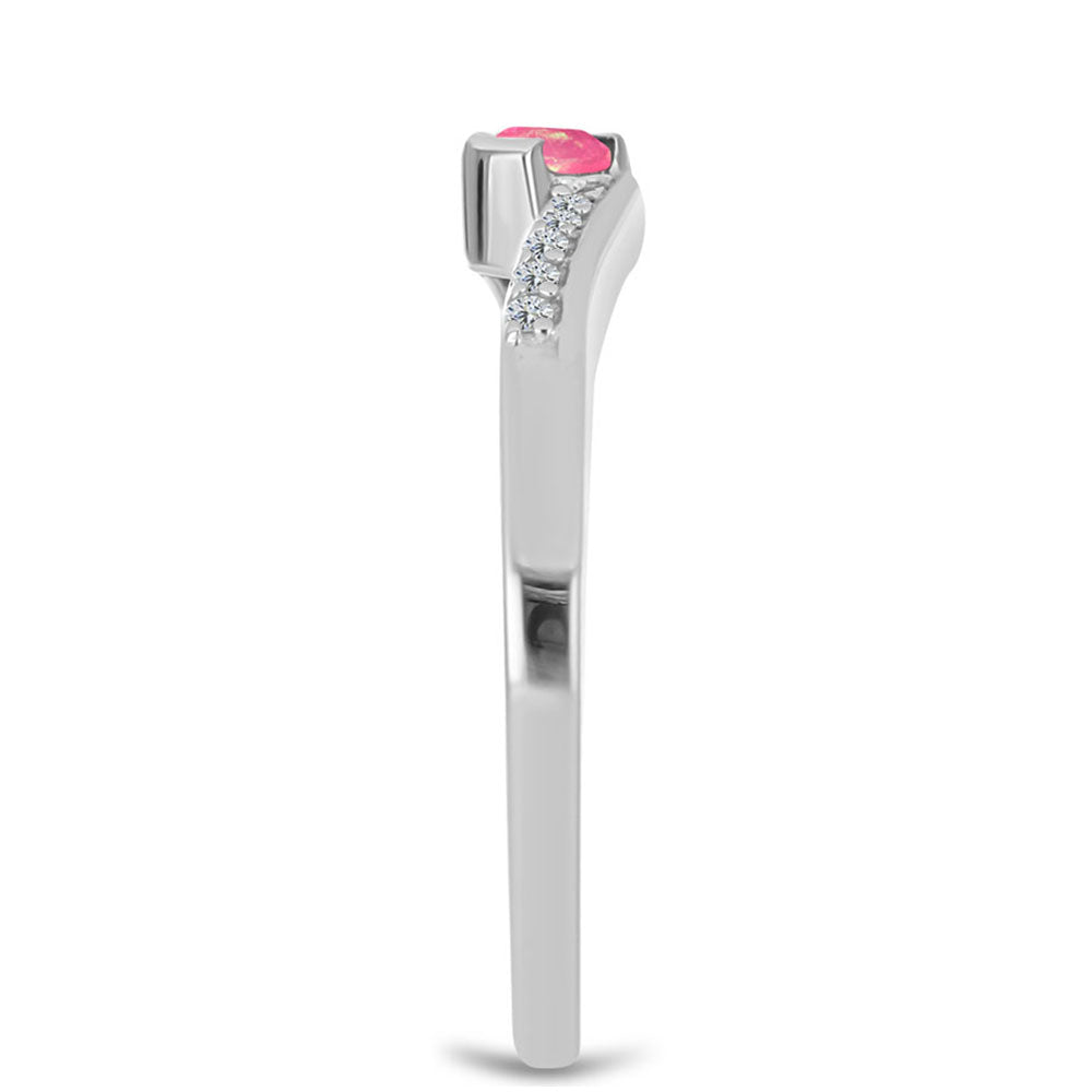 Ezüst Gyűrű Rózsaszínű Opállal és Fehér Topázzal 4 