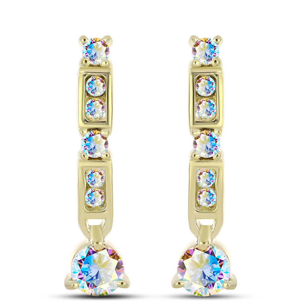 Arannyal Bevont Ezüst Fülbevaló Jég Moissanite-tel