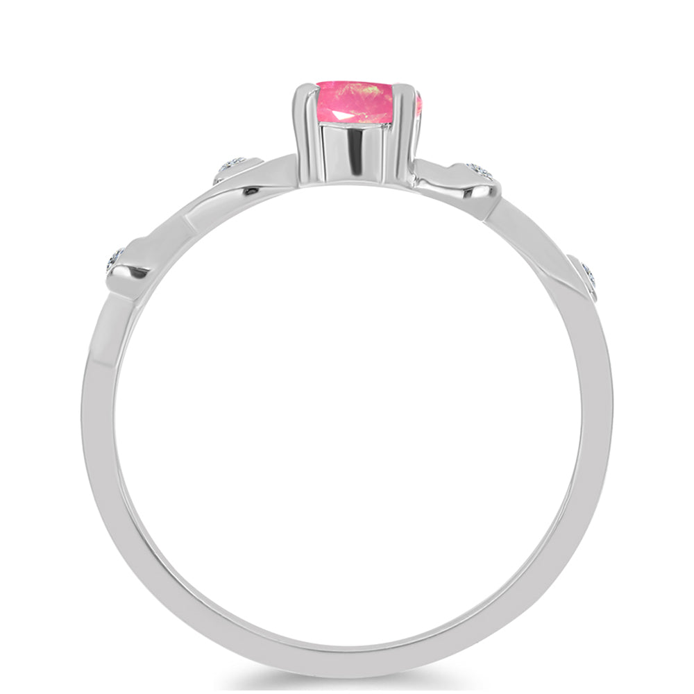 Ezüst Gyűrű Rózsaszínű Opállal és Fehér Topázzal