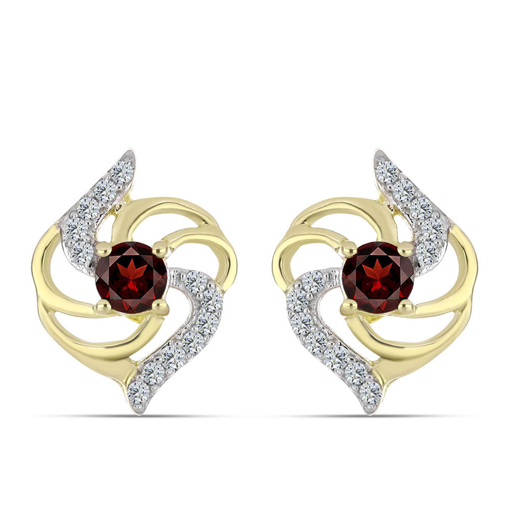 Arannyal Bevont Ezüst Fülbevaló Barton Gránáttal és Fehér Topázzal 1 