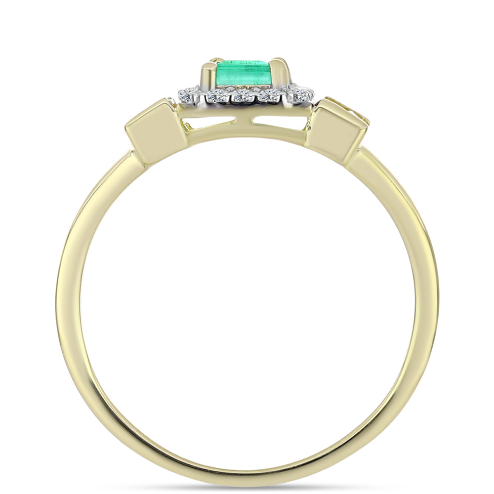 Arannyal Bevont Ezüst Gyűrű Kolumbiai Smaragddal és Fehér Gyémánttal 2 