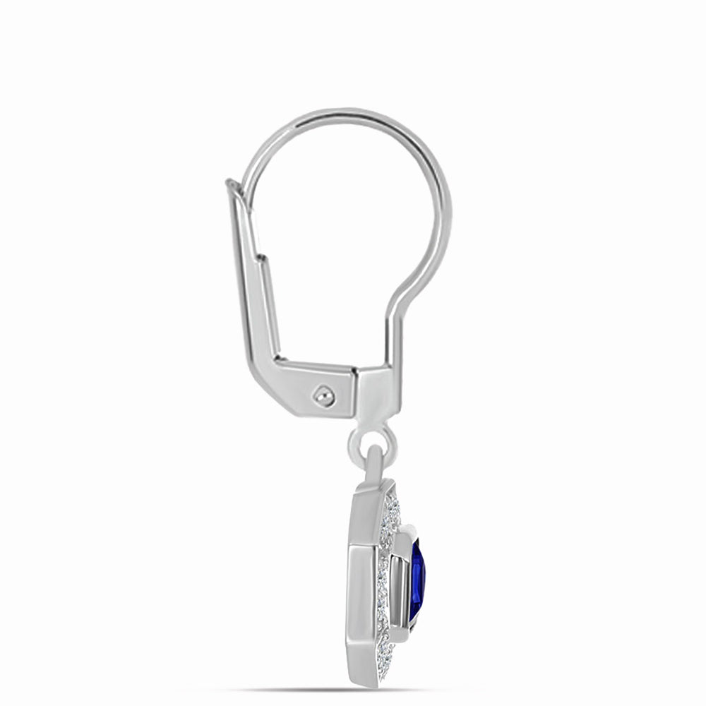 Ezüst Fülbevaló Ausztrál Kék Zafírral és Fehér Topázzal 2 