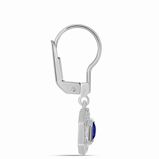 Ezüst Fülbevaló Ausztrál Kék Zafírral és Fehér Topázzal