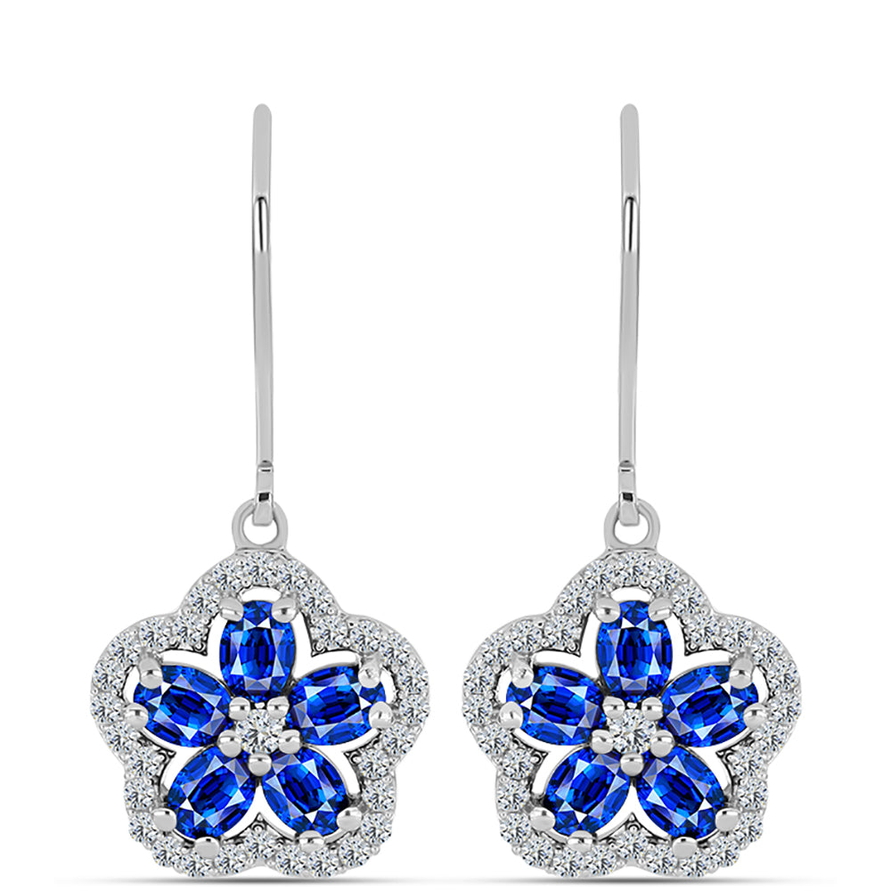 Ezüst Fülbevaló Ausztrál Kék Zafírral és Fehér Topázzal 1 