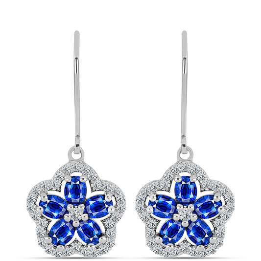 Ezüst Fülbevaló Ausztrál Kék Zafírral és Fehér Topázzal