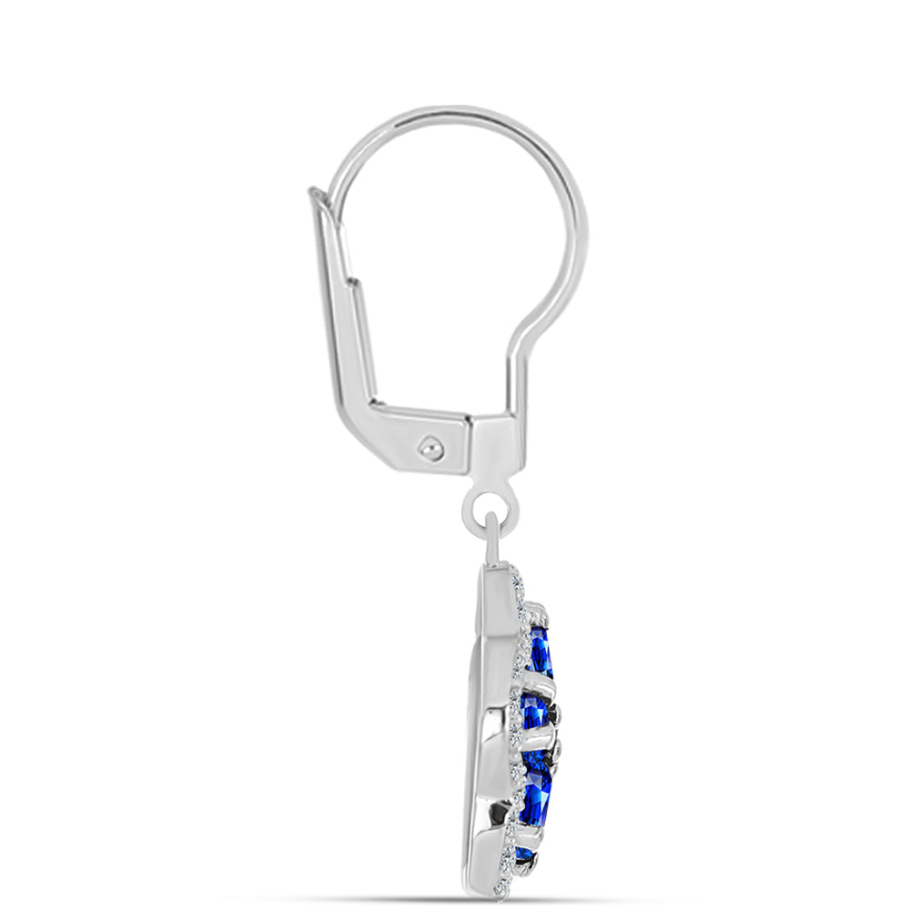 Ezüst Fülbevaló Ausztrál Kék Zafírral és Fehér Topázzal 2 