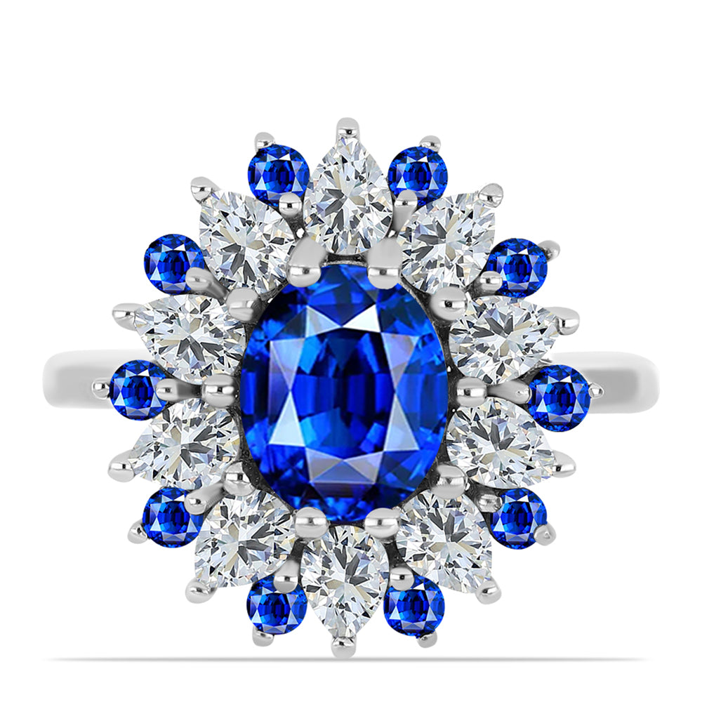 Ezüst Gyűrű Ausztrál Kék Zafírral és Fehér Topázzal 1 
