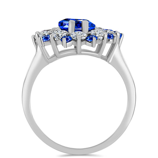 Ezüst Gyűrű Ausztrál Kék Zafírral és Fehér Topázzal