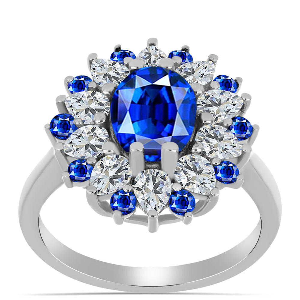 Ezüst Gyűrű Ausztrál Kék Zafírral és Fehér Topázzal 3 