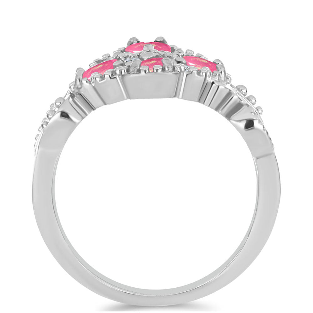 Ezüst Gyűrű Rózsaszínű Opállal és Fehér Topázzal 2 