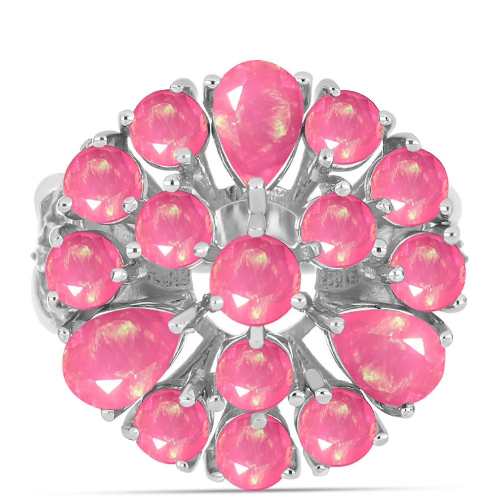 Ezüst Gyűrű Rózsaszínű Opállal és Fehér Topázzal 1 