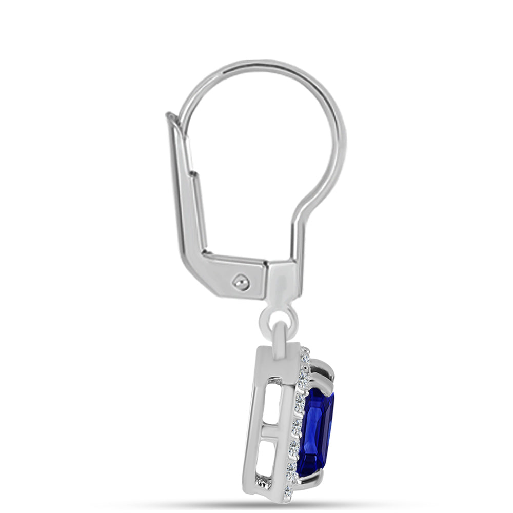 Ezüst Fülbevaló Ausztrál Kék Zafírral és Fehér Topázzal 2 