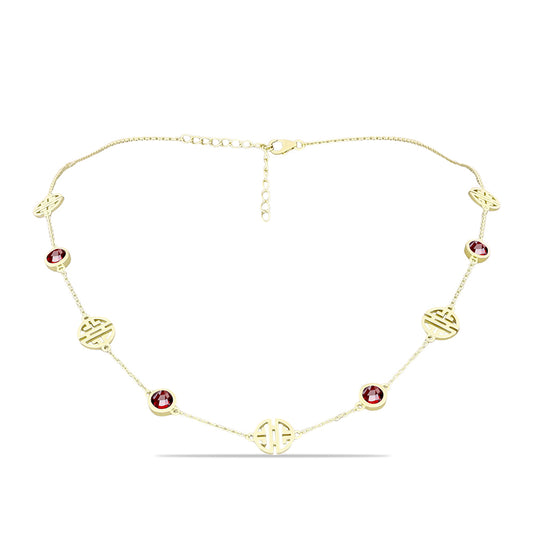 Arannyal Bevont Ezüst Nyaklánc Barton Gránáttal