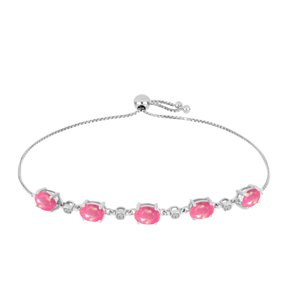 Ezüst Karkötő Rózsaszínű Opállal és Fehér Topázzal 1 
