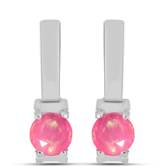 Ezüst Fülbevaló Rózsaszínű Opállal