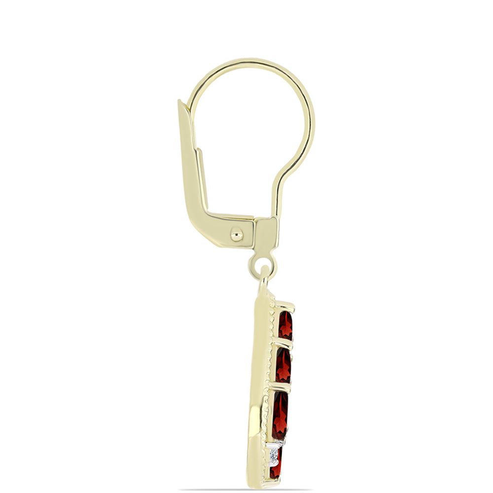 Arannyal Bevont Ezüst Fülbevaló Barton Gránáttal és Fehér Topázzal 2 