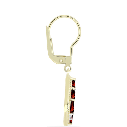 Arannyal Bevont Ezüst Fülbevaló Barton Gránáttal és Fehér Topázzal