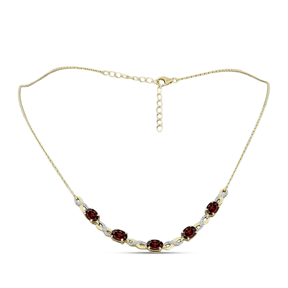 Arannyal Bevont Ezüst Nyaklánc Barton Gránáttal és Fehér Topázzal
