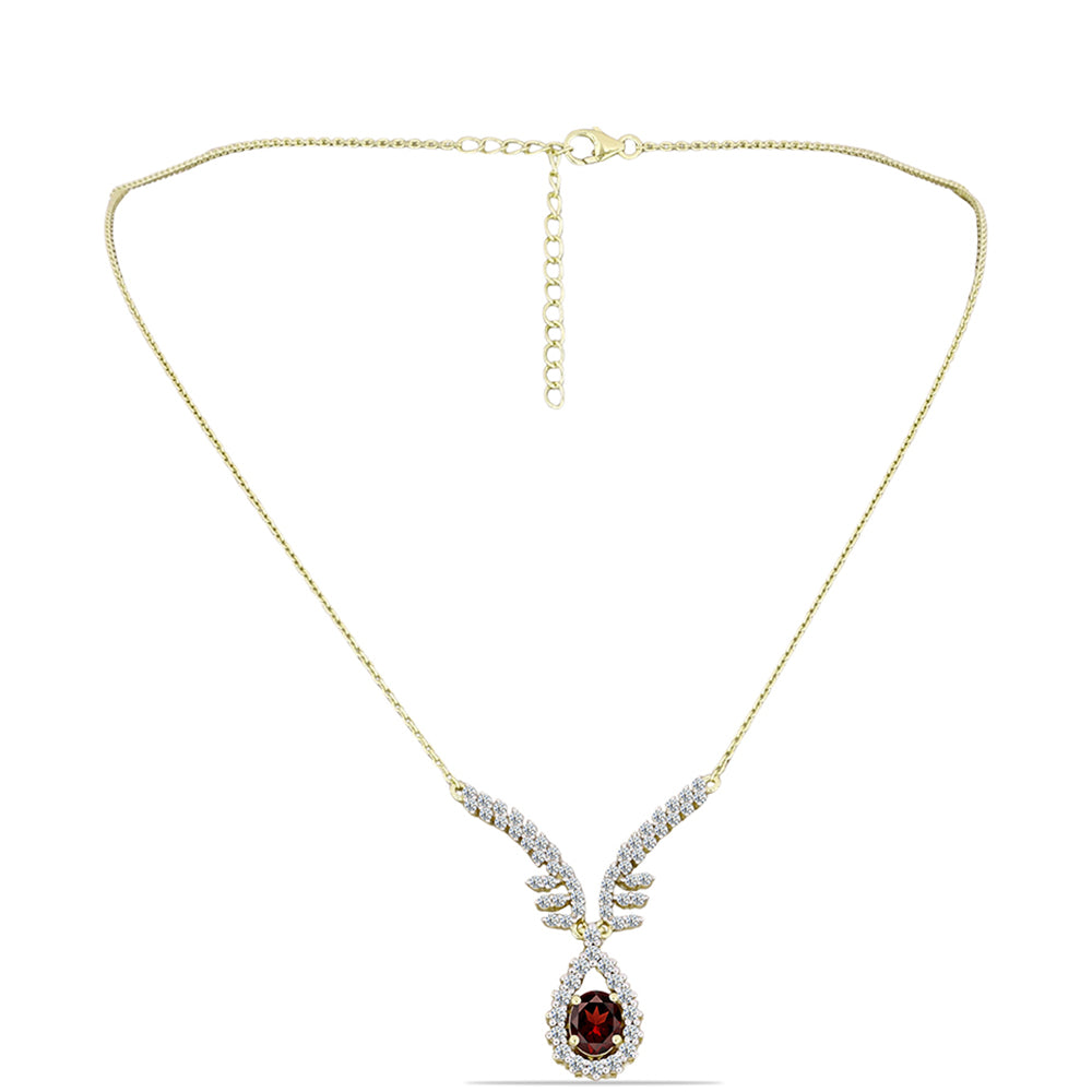 Arannyal Bevont Ezüst Nyaklánc Barton Gránáttal és Fehér Topázzal 1 