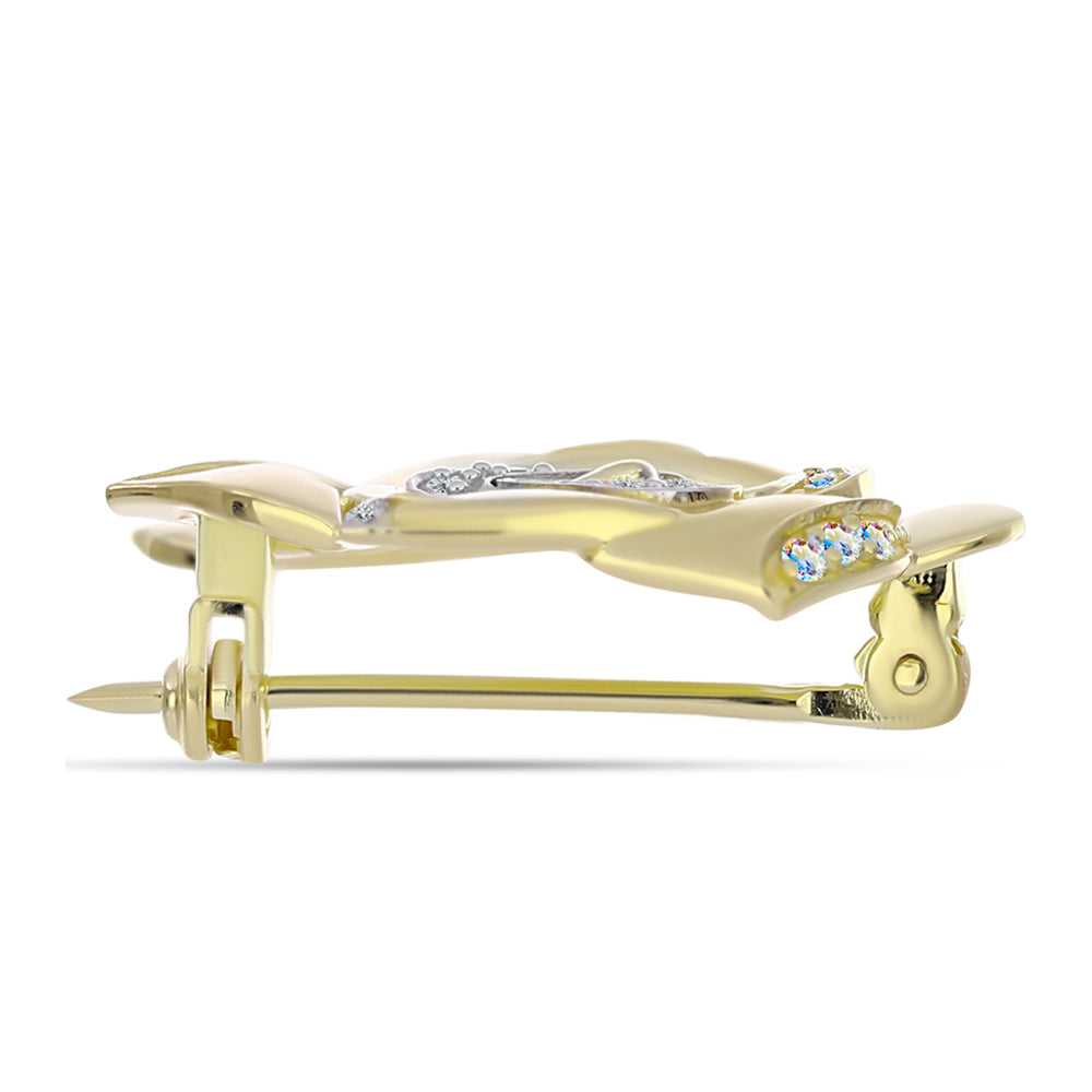 Arannyal Bevont Ezüst Bross Jég Moissanite-tel és Fehér Topázzal 2 