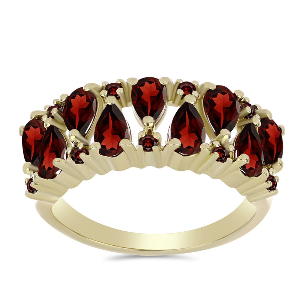 Arannyal Bevont Ezüst Gyűrű Barton Gránáttal