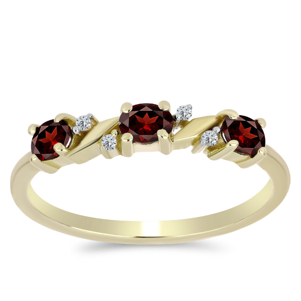 Arannyal Bevont Ezüst Gyűrű Barton Gránáttal és Fehér Topázzal 1 