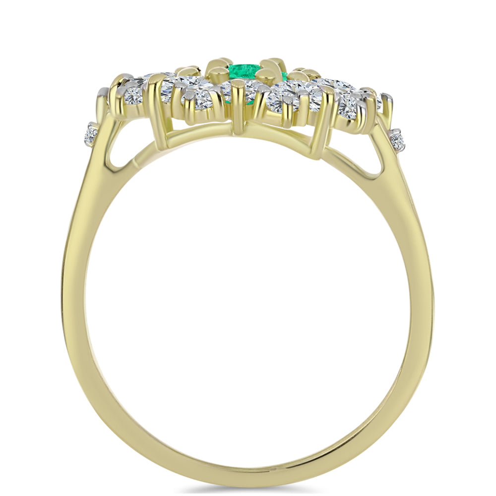 Arannyal Bevont Ezüst Gyűrű Kolumbiai Smaragddal és Fehér Gyémánttal 2 