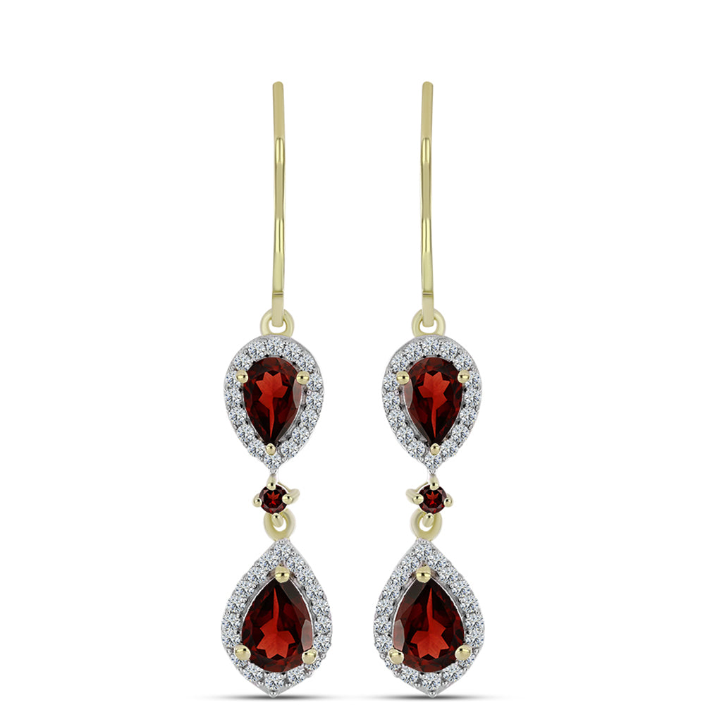 Arannyal Bevont Ezüst Fülbevaló Barton Gránáttal és Fehér Topázzal 1 