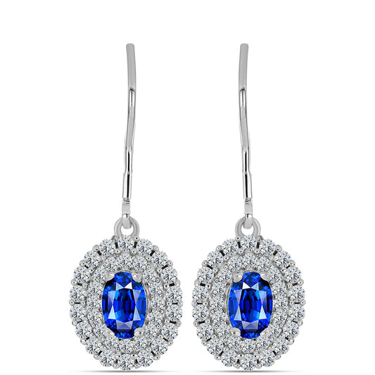 Ezüst Fülbevaló Ausztrál Kék Zafírral és Fehér Topázzal