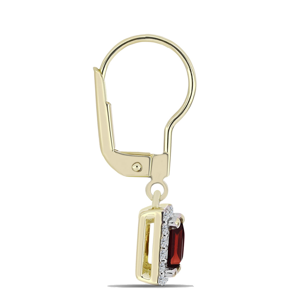 Arannyal Bevont Ezüst Fülbevaló Barton Gránáttal és Fehér Topázzal 2 